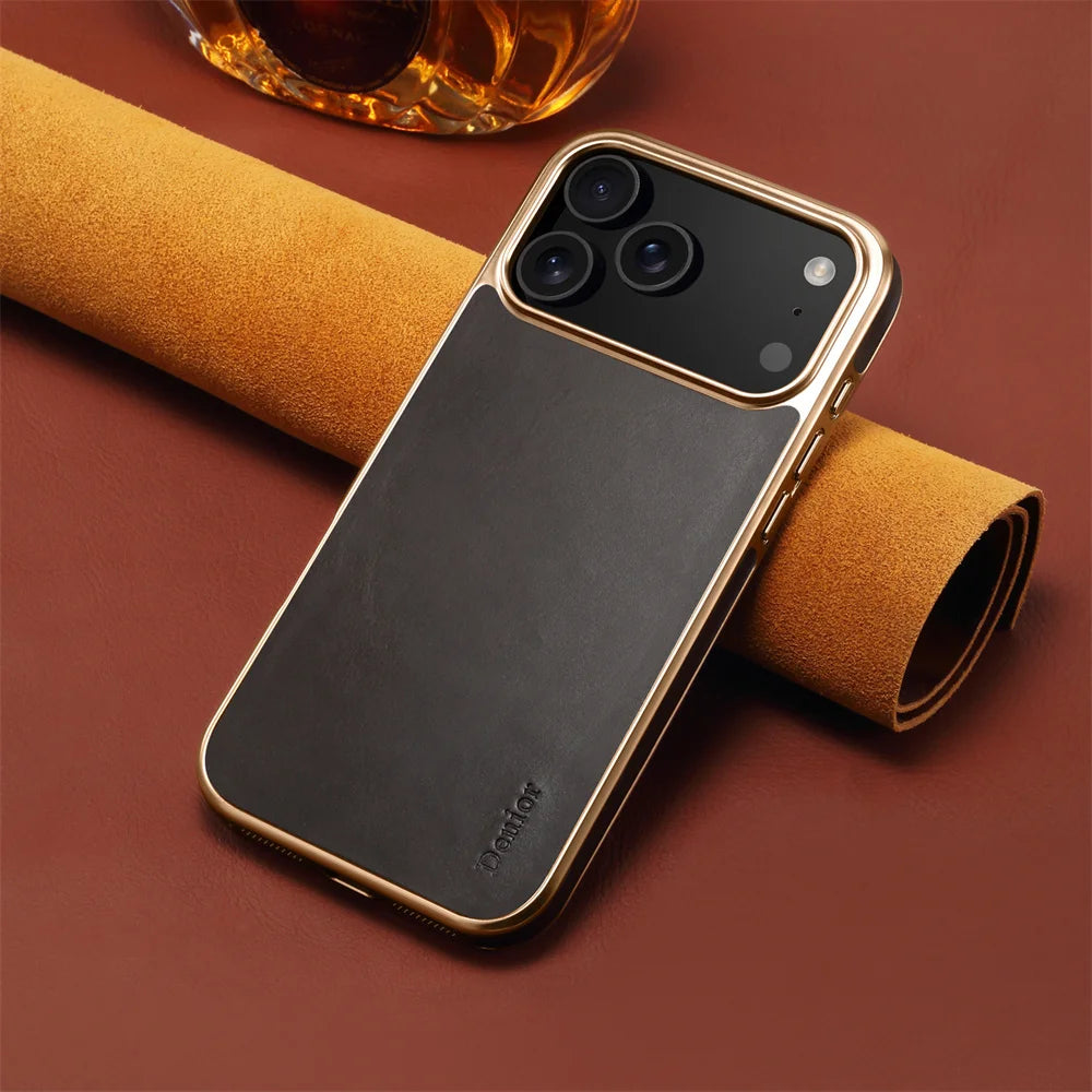 LUXURY OIL WAX TEXTURE LEATHER CASE FOR IPHONE 17 SERIES
