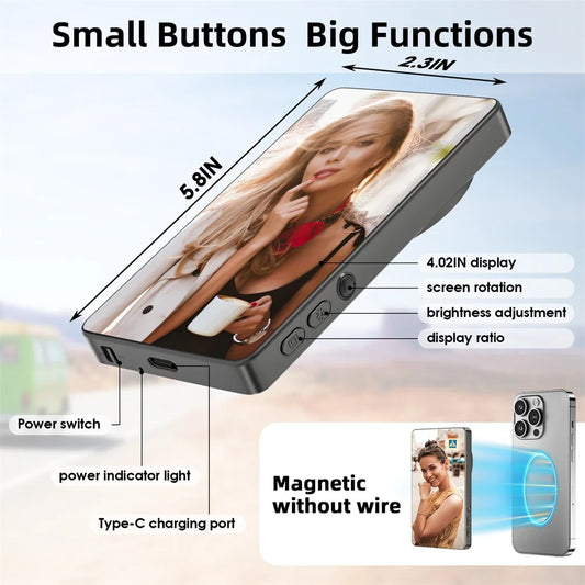Magnetic Selfie Monitor Screen w/ Remote for iPhone & Android