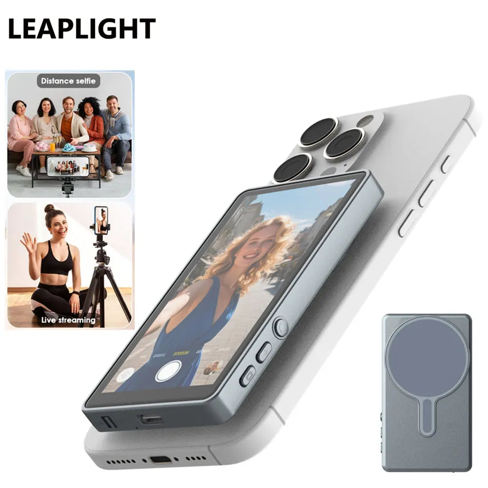 Magnetic Selfie Monitor Screen w/ Remote for iPhone & Android