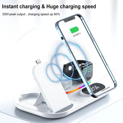 WIRELESS FAST CHARGER STAND FOR IPHONE 12–15 PRO MAX – PORTABLE & FOLDABLE