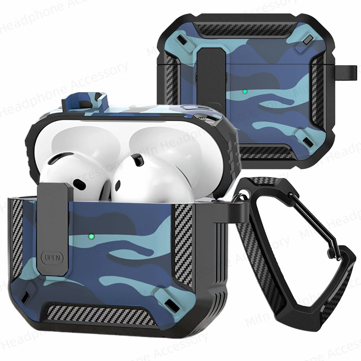 MILITARY HARD SHELL AIRPODS 4 COVER WITH KEYCHAIN