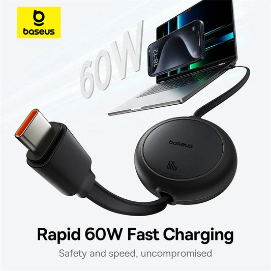 BASEUS 60W RETRACTABLE USB-C FAST CHARGING CABLE