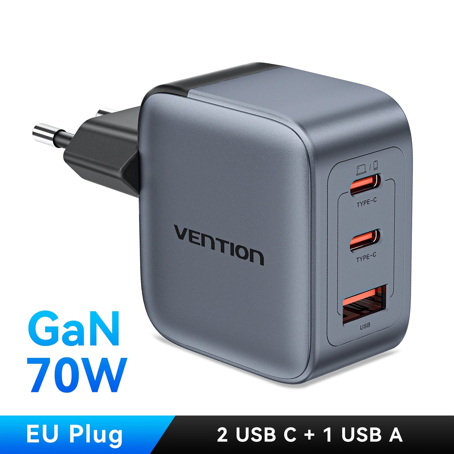 VENTION 70W GAN USB-C CHARGER – FAST CHARGE FOR IPHONE & LAPTOPS