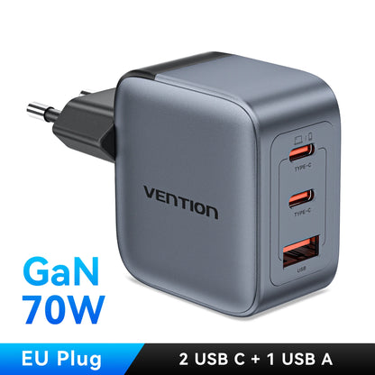 VENTION 70W GAN USB-C CHARGER – FAST CHARGE FOR IPHONE & LAPTOPS