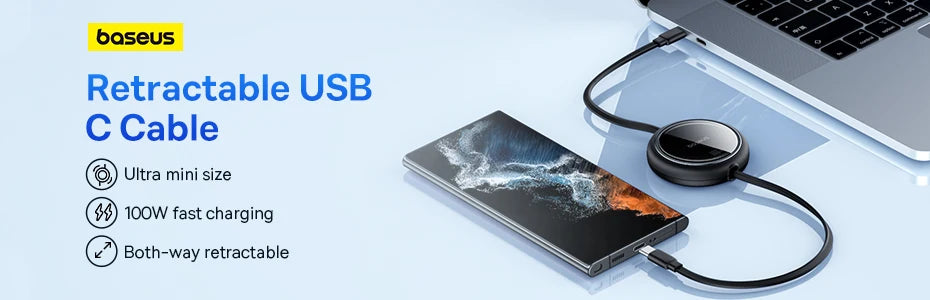 BASEUS 60W RETRACTABLE USB-C FAST CHARGING CABLE