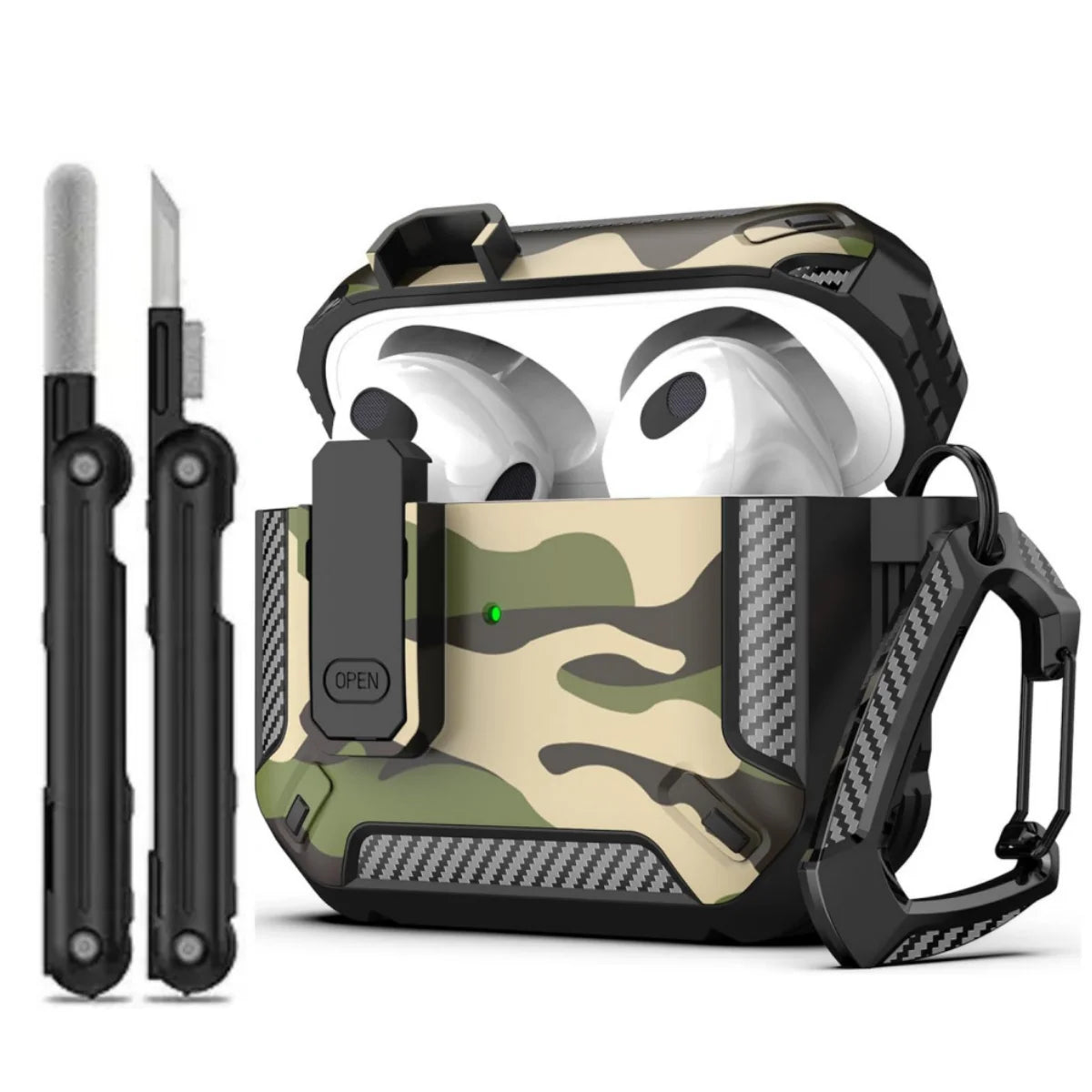 MILITARY HARD SHELL AIRPODS 4 COVER WITH KEYCHAIN