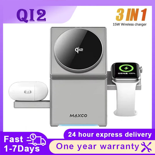 QI2 15W 3-IN-1 MAGNETIC CHARGER – IPHONE | WATCH | AIRPODS