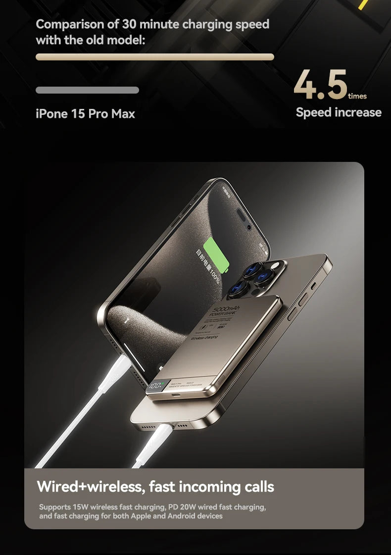 MAGNETIC 10,000MAH WIRELESS POWER BANK FOR MAGSAFE IPHONE 12–16 – FAST, SLIM, PORTABLE