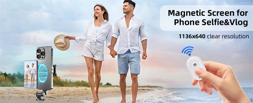 Magnetic Selfie Monitor Screen w/ Remote for iPhone & Android