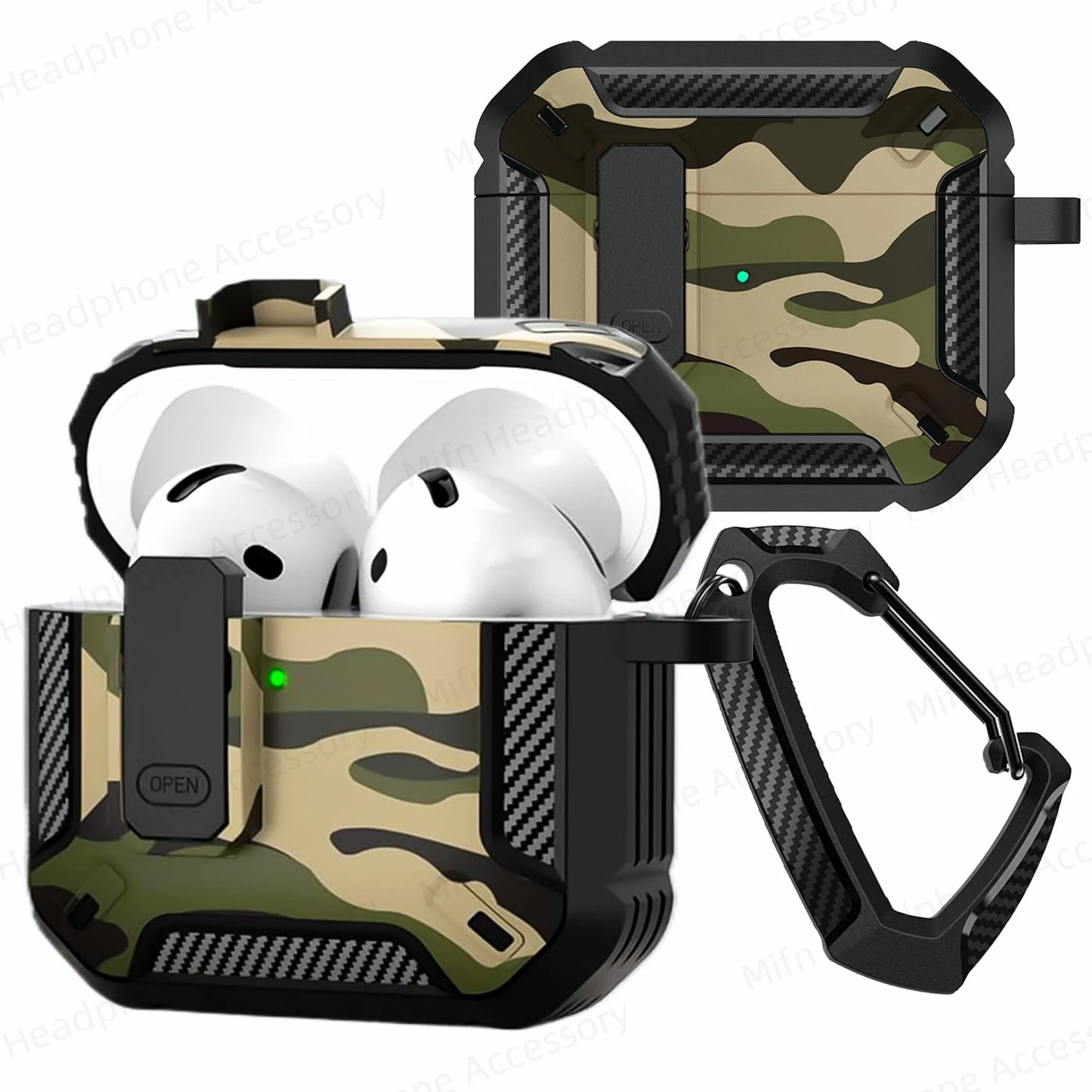 MILITARY HARD SHELL AIRPODS 4 COVER WITH KEYCHAIN