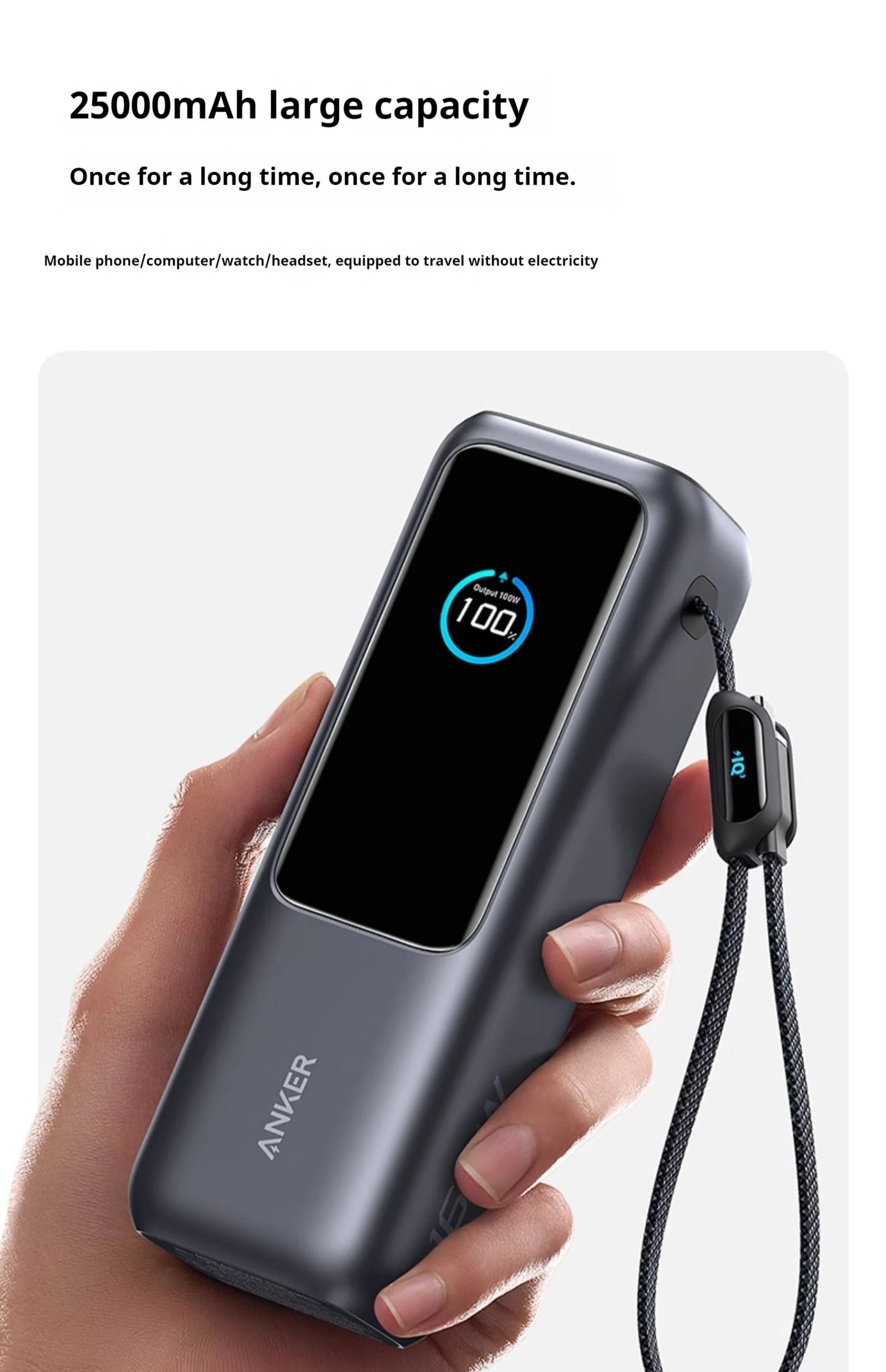ANKER ZOLO 25,000MAH 165W FAST CHARGE POWER BANK WITH CABLES