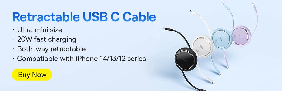 BASEUS 60W RETRACTABLE USB-C FAST CHARGING CABLE