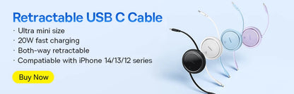 BASEUS 60W RETRACTABLE USB-C FAST CHARGING CABLE