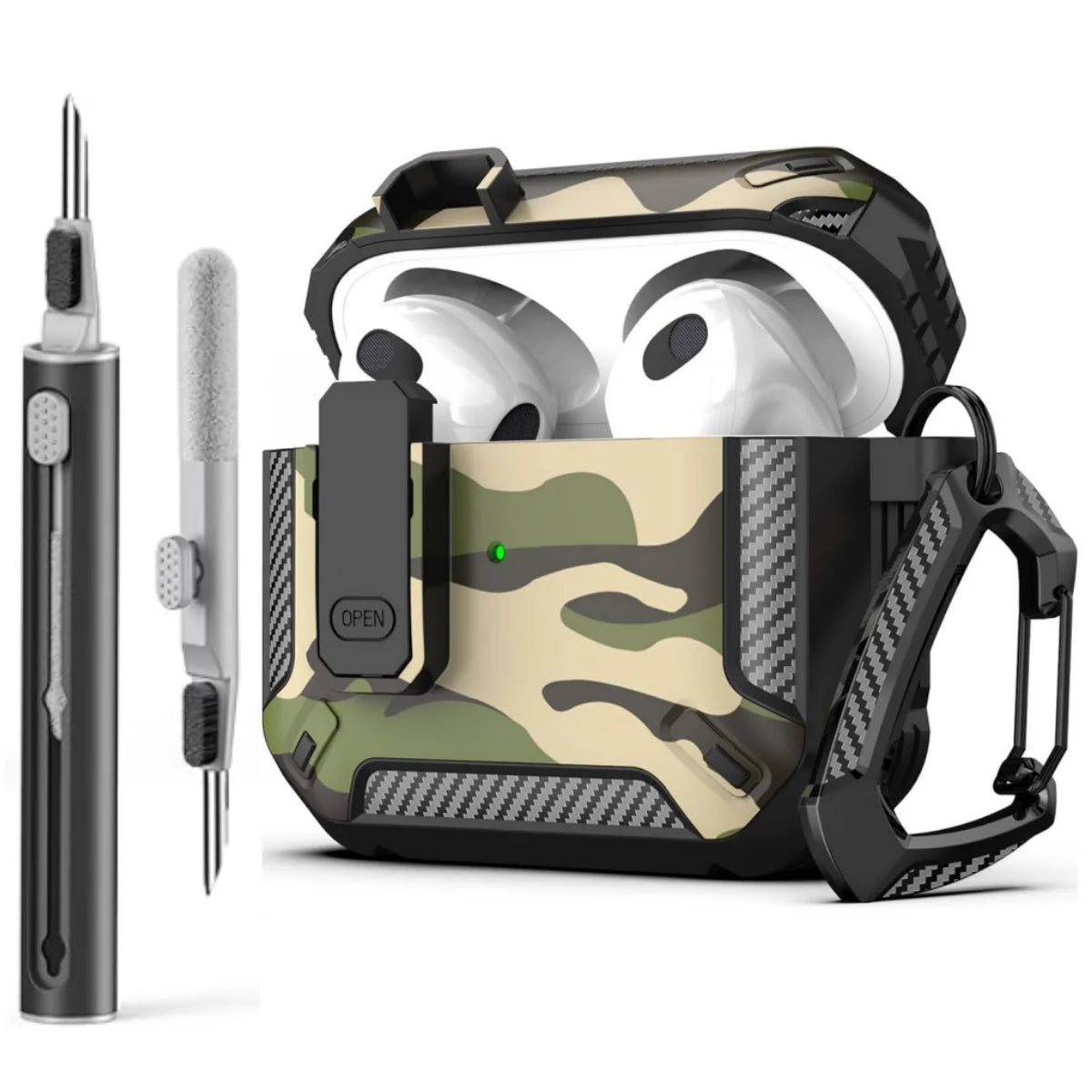 MILITARY HARD SHELL AIRPODS 4 COVER WITH KEYCHAIN