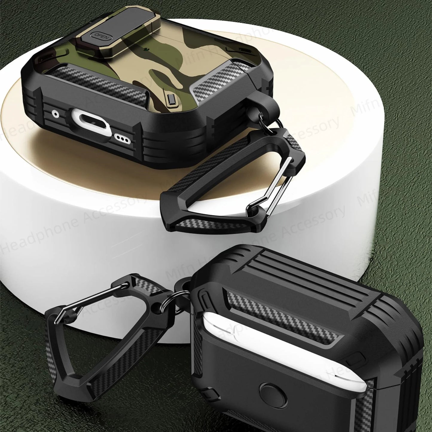 MILITARY HARD SHELL AIRPODS 4 COVER WITH KEYCHAIN