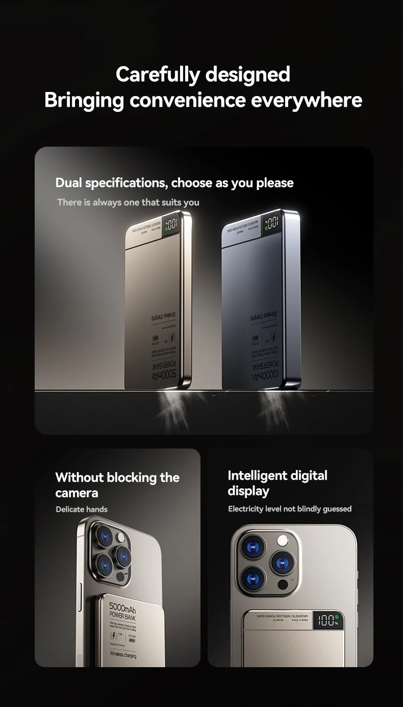 MAGNETIC 10,000MAH WIRELESS POWER BANK FOR MAGSAFE IPHONE 12–16 – FAST, SLIM, PORTABLE