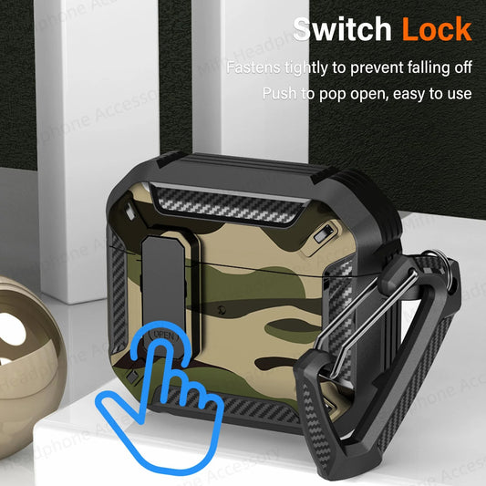 MILITARY HARD SHELL AIRPODS 4 COVER WITH KEYCHAIN